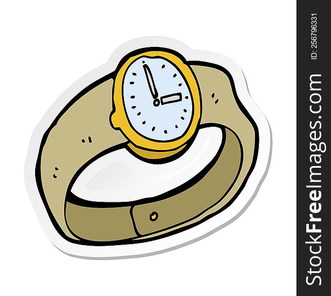 Sticker Of A Cartoon Wrist Watch