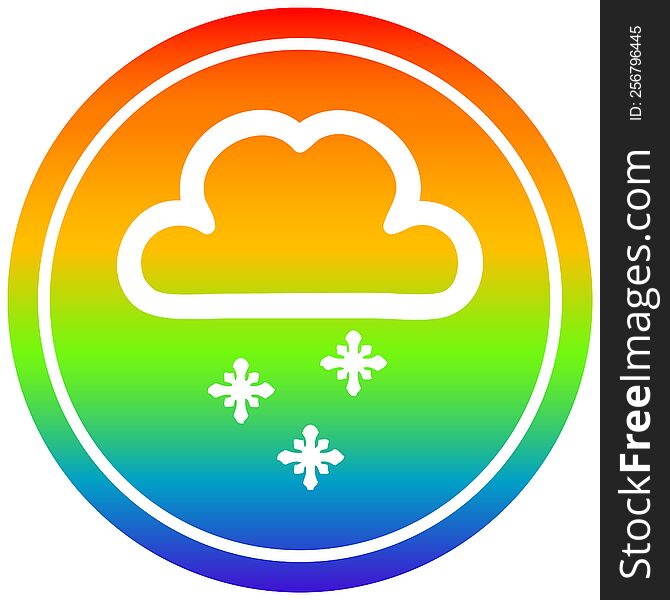 snow cloud circular icon with rainbow gradient finish. snow cloud circular icon with rainbow gradient finish