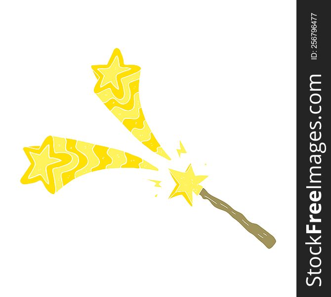 flat color illustration of magic wand. flat color illustration of magic wand