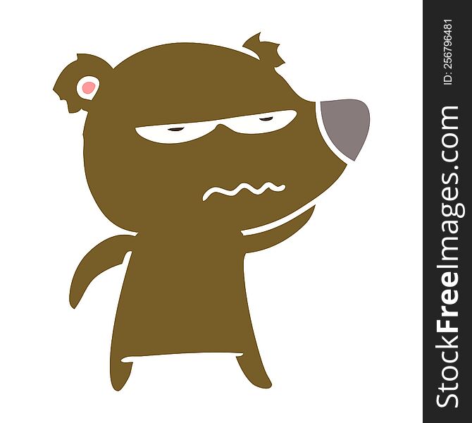 Angry Bear Flat Color Style Cartoon