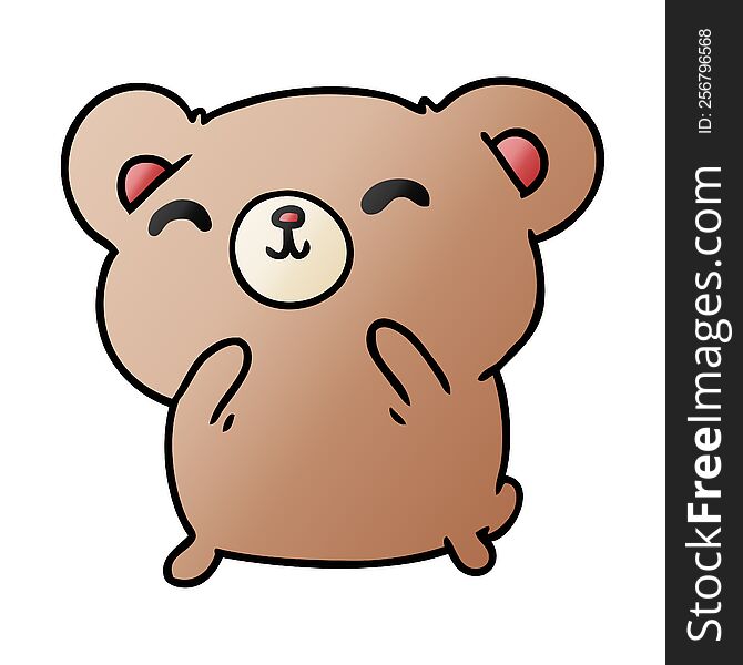 gradient cartoon illustration kawaii cute happy bear. gradient cartoon illustration kawaii cute happy bear
