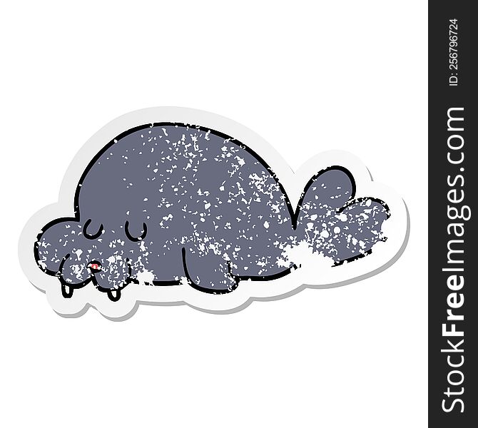 Distressed Sticker Of A Cartoon Walrus