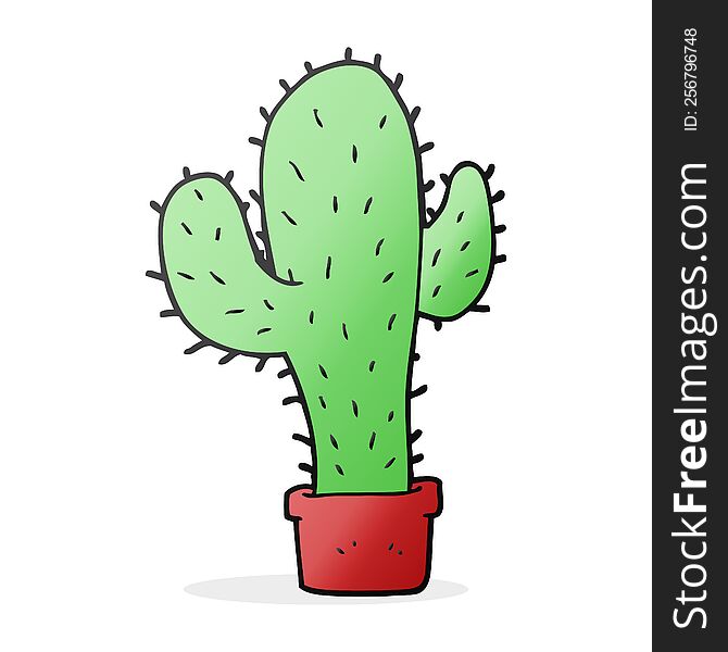 freehand drawn cartoon cactus