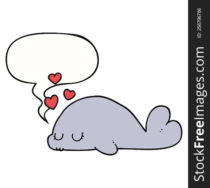 Cute Cartoon Dolphin And Speech Bubble