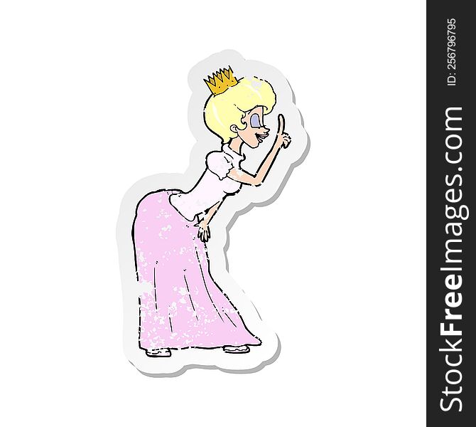 retro distressed sticker of a cartoon princess