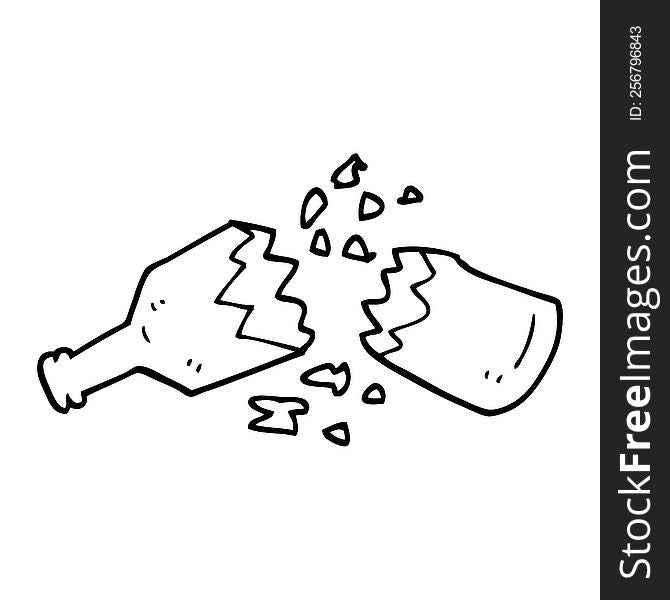 Black And White Cartoon  Smashed Glass Bottle