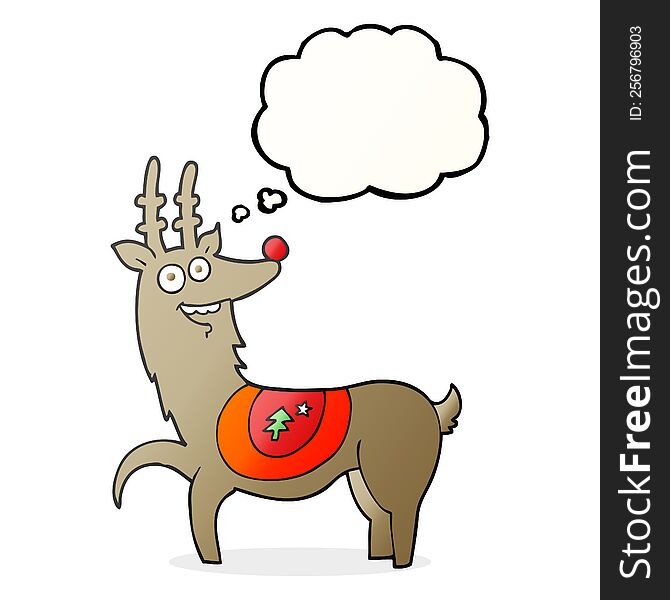 freehand drawn thought bubble cartoon christmas reindeer