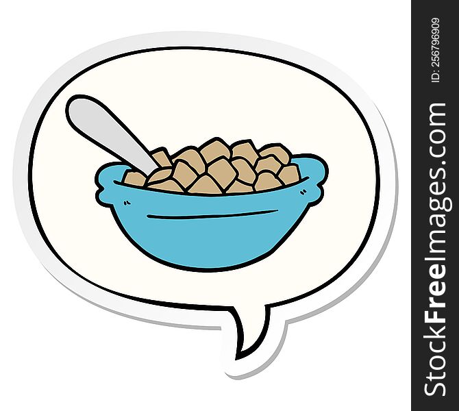 cartoon cereal bowl with speech bubble sticker