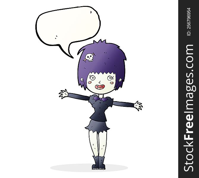 Cartoon Happy Vampire Girl With Speech Bubble
