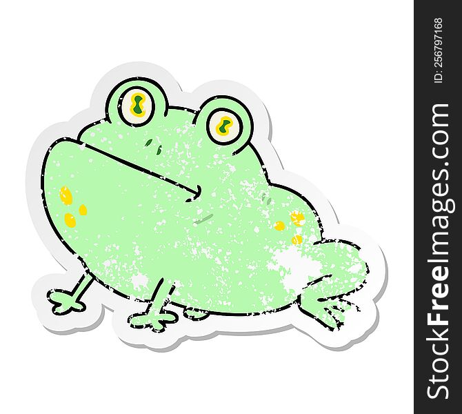 Distressed Sticker Of A Quirky Hand Drawn Cartoon Frog