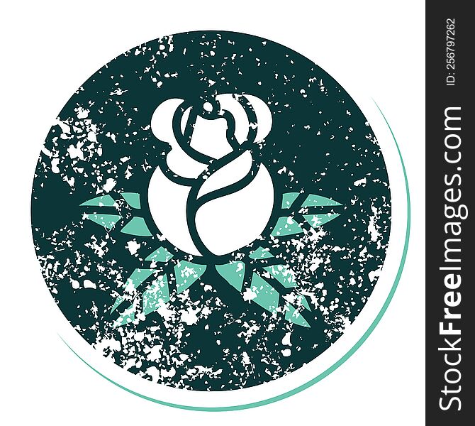 iconic distressed sticker tattoo style image of a single rose. iconic distressed sticker tattoo style image of a single rose