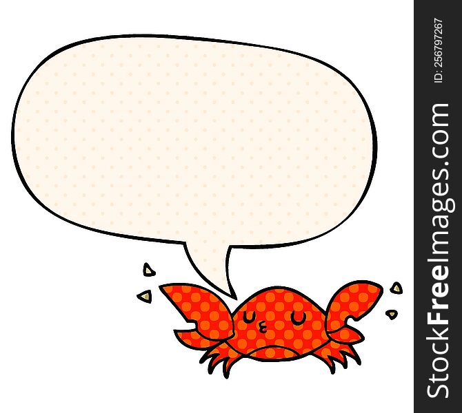 Cartoon Crab And Speech Bubble In Comic Book Style