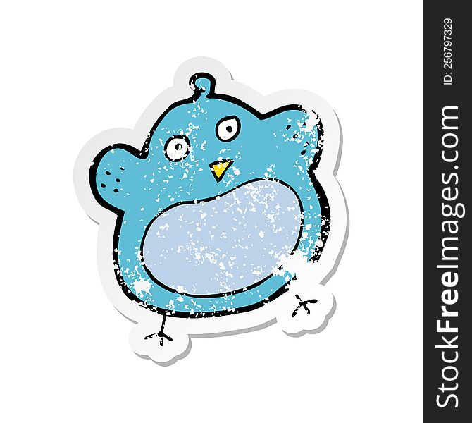 Retro Distressed Sticker Of A Cartoon Fat Bird