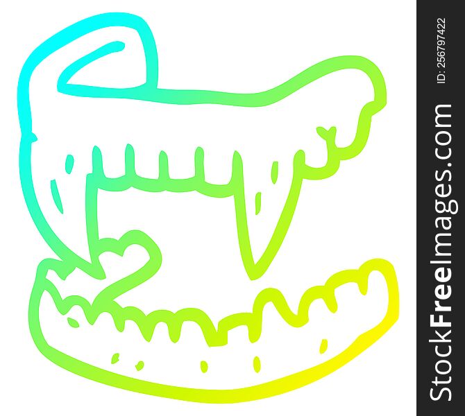 cold gradient line drawing of a cartoon vampire fangs