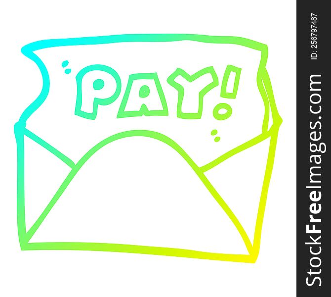cold gradient line drawing of a cartoon pay packet