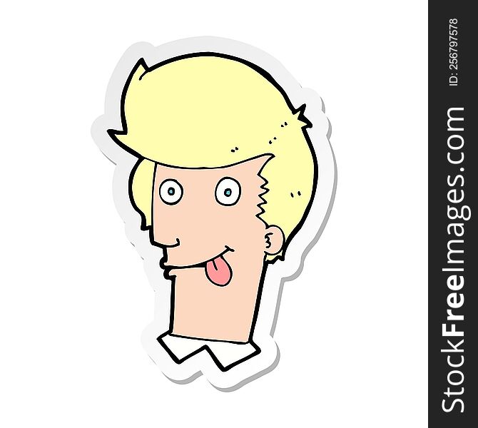 Sticker Of A Cartoon Man With Tongue Hanging Out