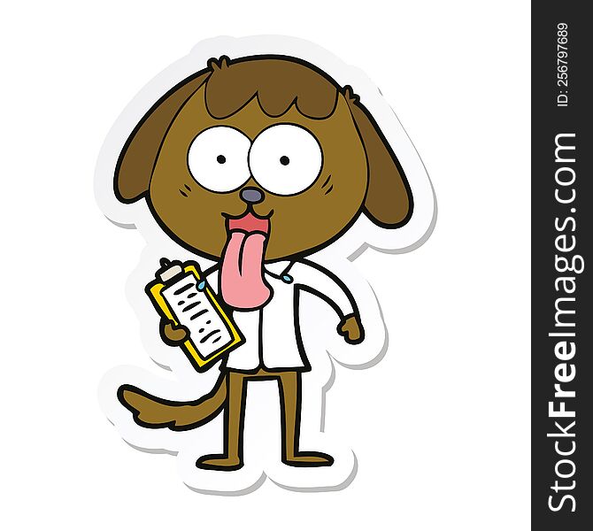 Sticker Of A Cute Cartoon Dog Wearing Office Shirt