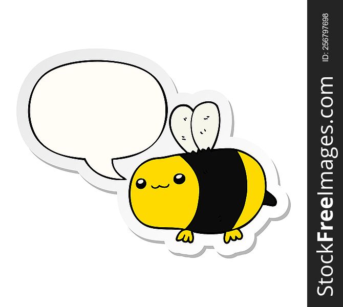 Cartoon Bee And Speech Bubble Sticker