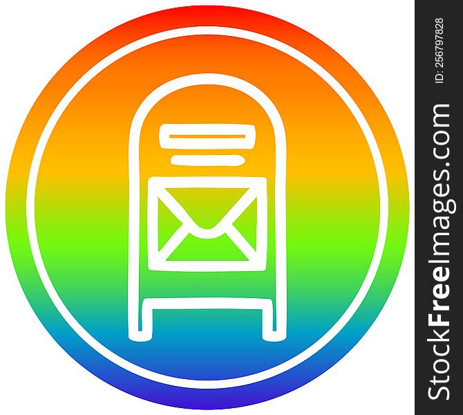 mail box circular icon with rainbow gradient finish. mail box circular icon with rainbow gradient finish