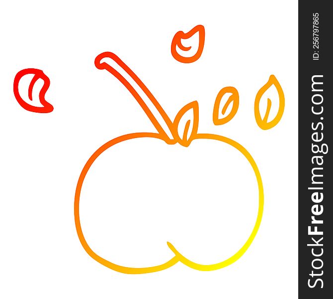 Warm Gradient Line Drawing Cartoon Juicy Apple