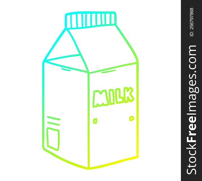 cold gradient line drawing of a cartoon milk carton