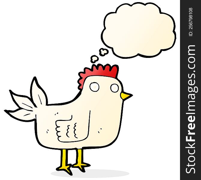 Cartoon Hen With Thought Bubble