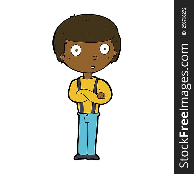 Cartoon Staring Boy With Folded Arms