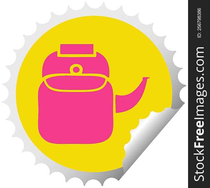 circular peeling sticker cartoon of a kettle pot
