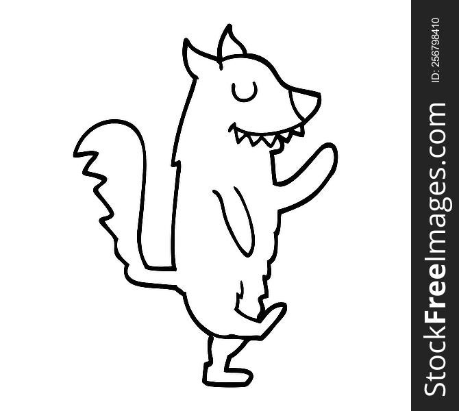 line drawing cartoon dancing dog