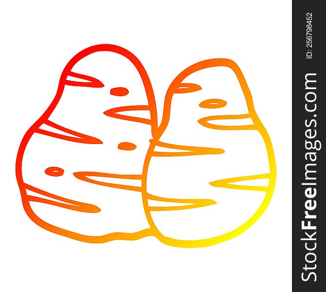 warm gradient line drawing of a cartoon potatoes