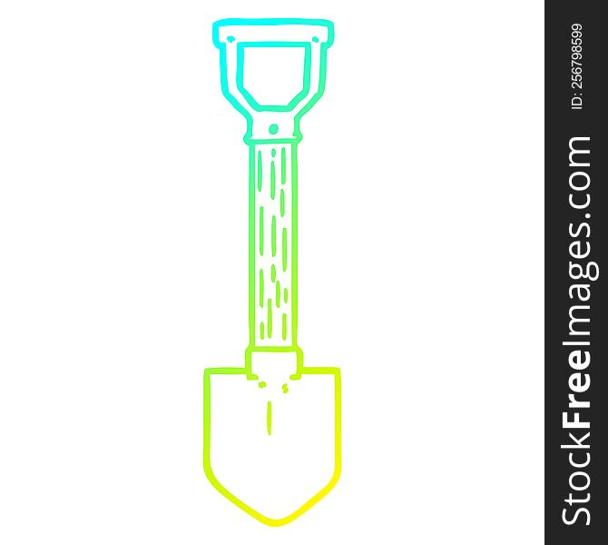 cold gradient line drawing of a cartoon shovel