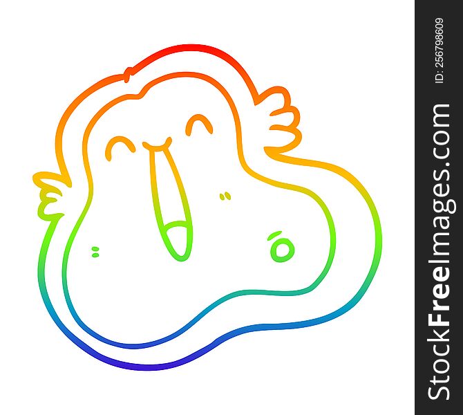 rainbow gradient line drawing of a cartoon germ