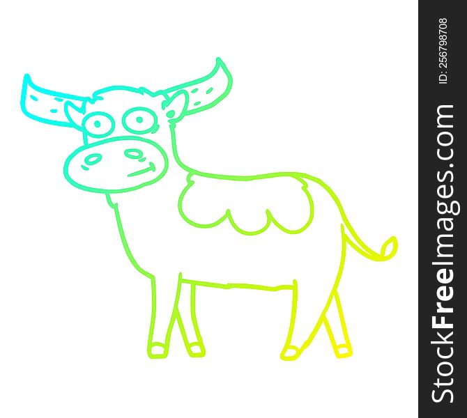 Cold Gradient Line Drawing Cartoon Bull
