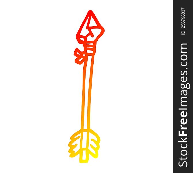 warm gradient line drawing of a primitive arrow cartoon