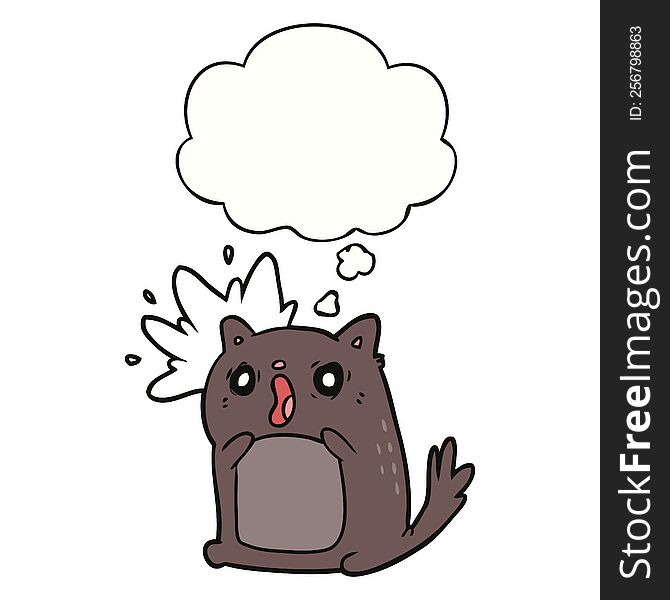 Cartoon Shocked Cat And Thought Bubble