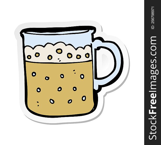 sticker of a cartoon mug of beer