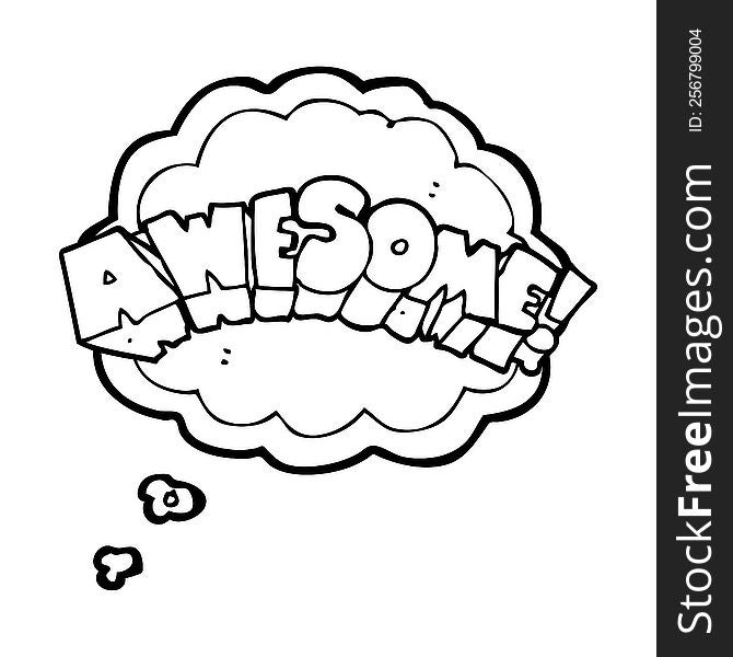 Thought Bubble Cartoon Word Awesome