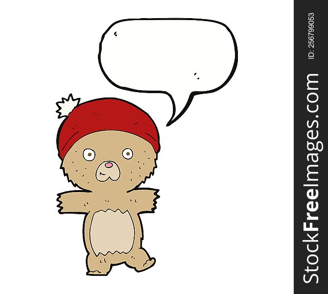 Cartoon Funny Teddy Bear With Speech Bubble
