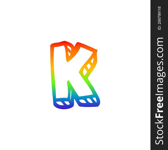 Rainbow Gradient Line Drawing Cartoon Letter K