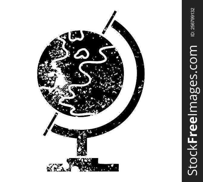 Distressed Symbol World Globe