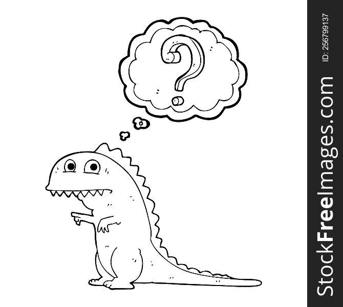 Thought Bubble Cartoon Confused Dinosaur