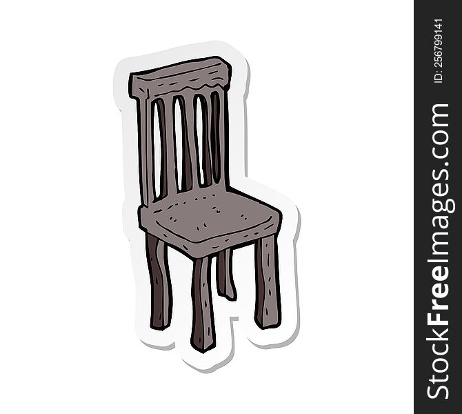sticker of a cartoon old wooden chair