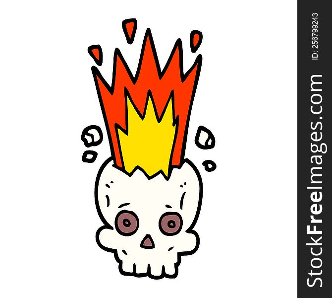 Cartoon Doodle Exploding Skull
