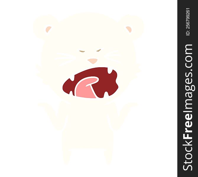 Angry Flat Color Style Cartoon Polar Bear