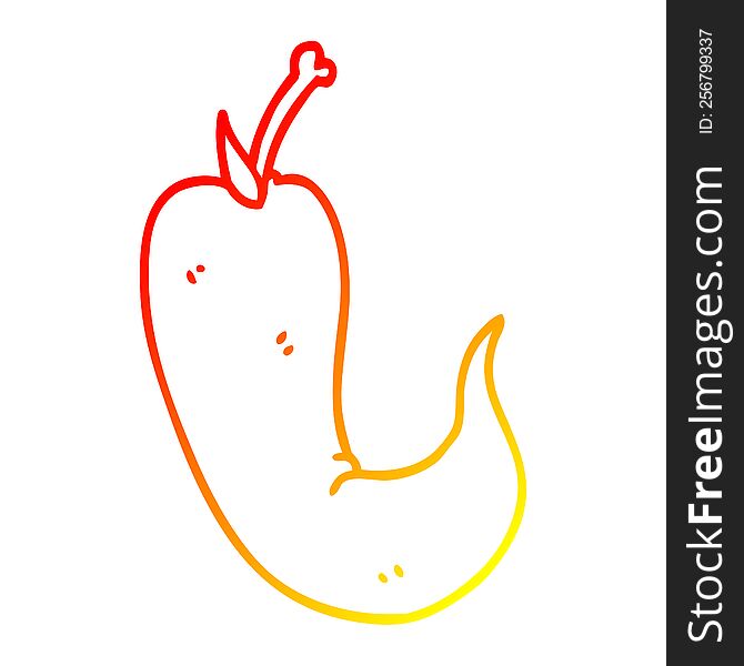 warm gradient line drawing of a cartoon red hot chilli pepper