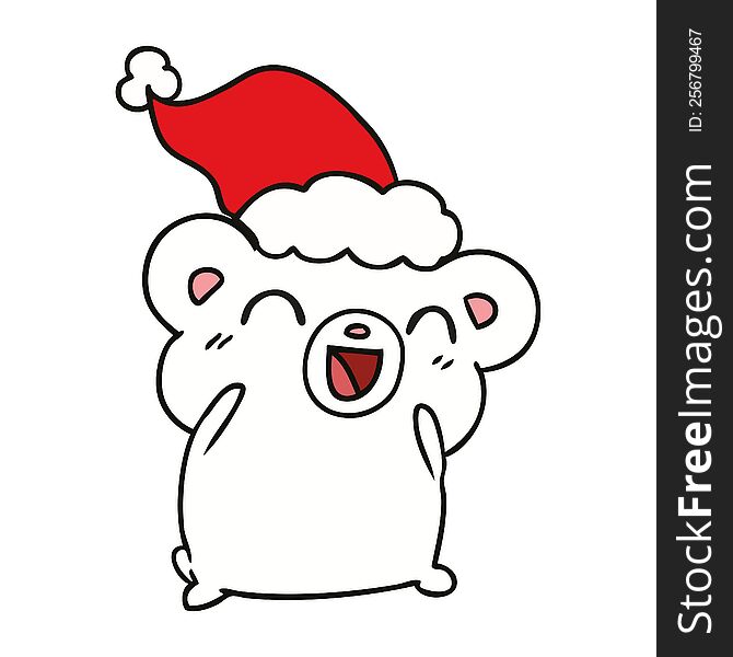 hand drawn christmas cartoon of kawaii polar bear