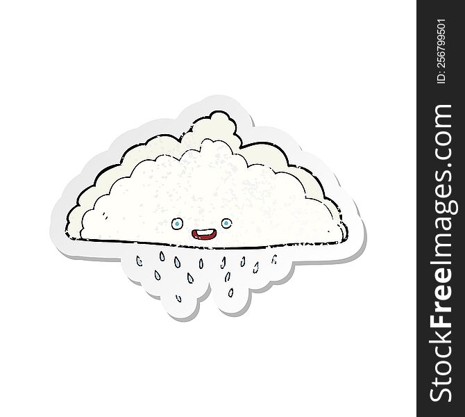 retro distressed sticker of a cartoon rain cloud
