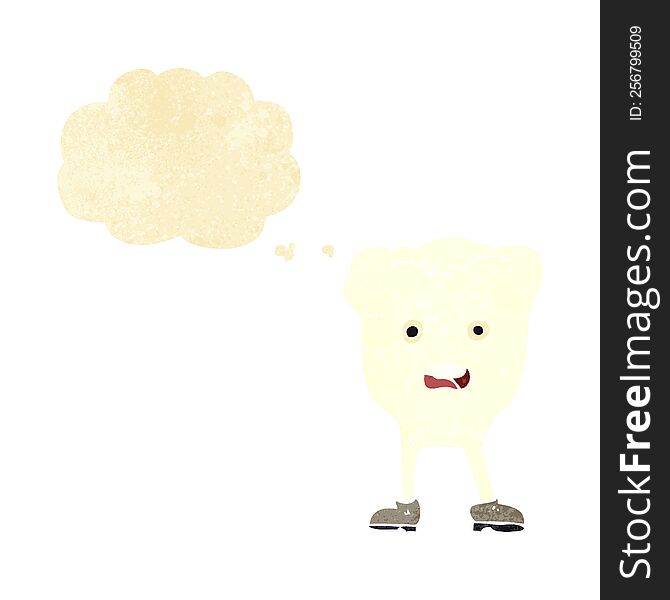 Cartoon Tooth Looking Afraid With Thought Bubble