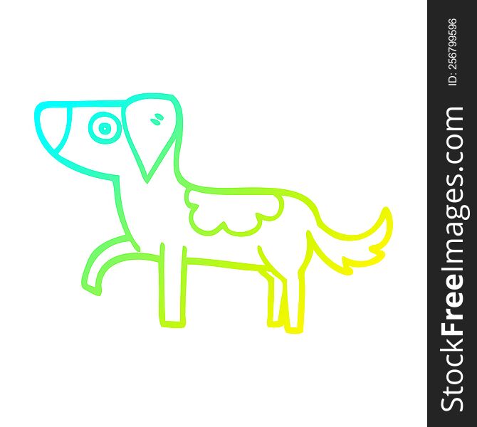 cold gradient line drawing of a cartoon standing dog