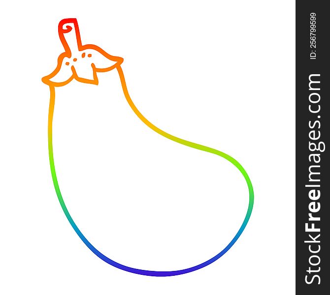 rainbow gradient line drawing of a cartoon eggplant